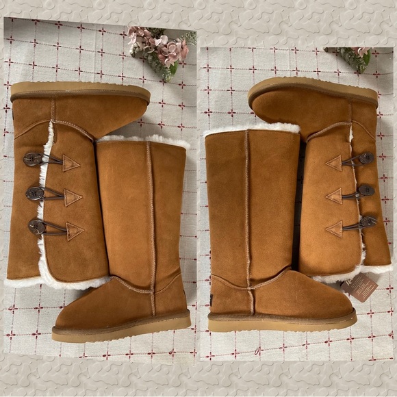Kemi Australia MU1749RW Brown Suede & Sheepskin Fully Lined Mid Calf Boots Sz 7 - Picture 3 of 10